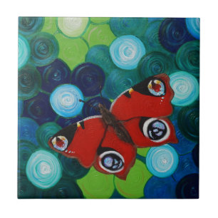 Peacock Butterfly Painting Ceramic Tile