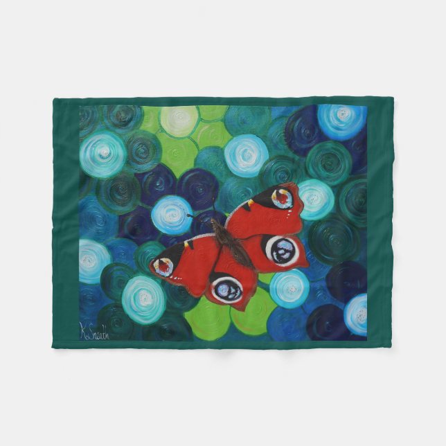Peacock Butterfly Painting Fleece Blanket (Front (Horizontal))