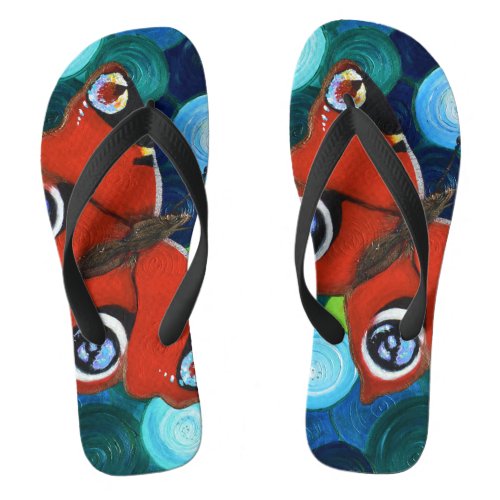 Peacock Butterfly Painting Flip Flops