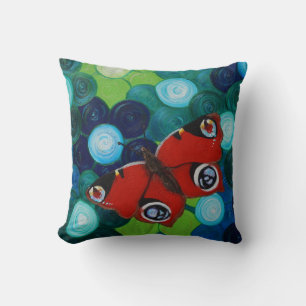 Peacock Butterfly Painting Throw Pillow