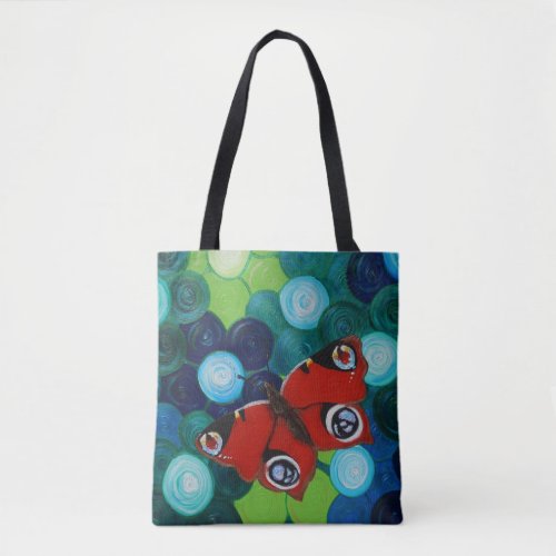 Peacock Butterfly Painting Tote Bag