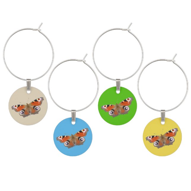 Peacock Butterfly Wine Charms (Staggered)