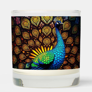 Peacock Candle with Stained Glass Look
