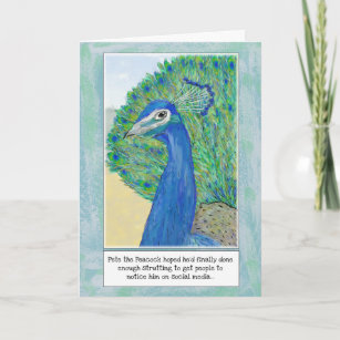 Peacock Cartoon Funny Birthday Greeting Card