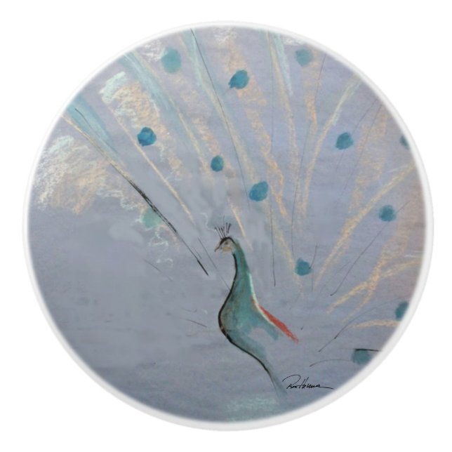 Peacock Ceramic Knob (Front)