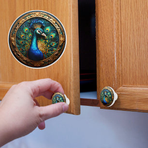 Peacock  ceramic knob