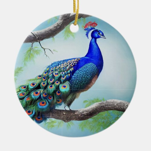 peacock ceramic ornament