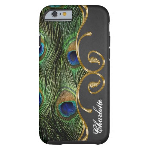 Peacock Chalkboard Gold iPhone 6 Monogram Case