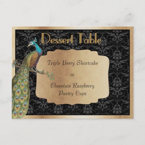 Peacock Champagne Dessert Candy Buffet Table Sign Postcard