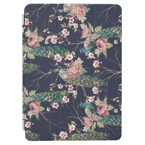 Peacock Cherry Tree Watercolor Pattern iPad Air Cover