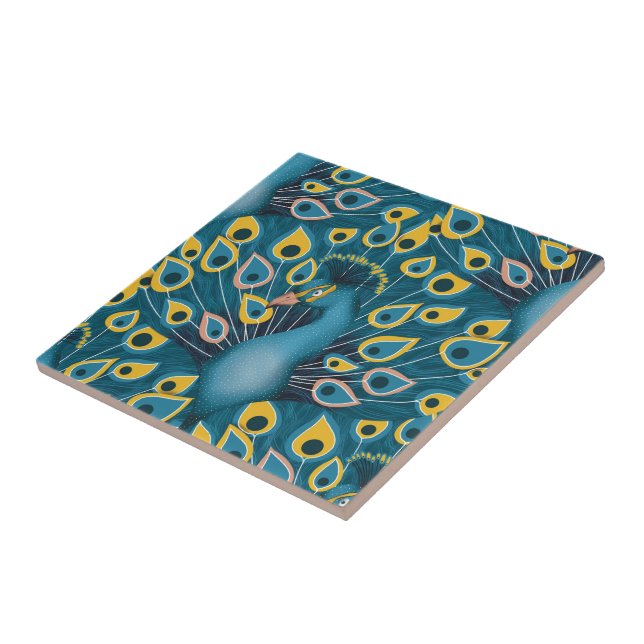 Peacock Chic Ceramic Tile (Side)