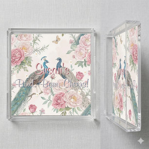 Peacock Chinoiserie Custom Mahjong Acrylic Tray