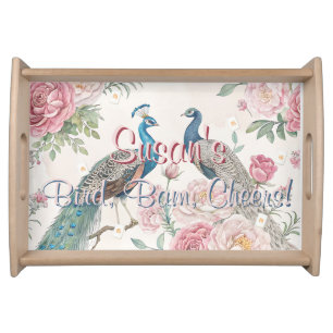 Peacock Chinoiserie Custom Mahjong Serving Tray