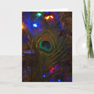 Peacock Christmas Feather Holiday Card