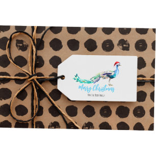 Peacock Christmas Gift Tag Personalized