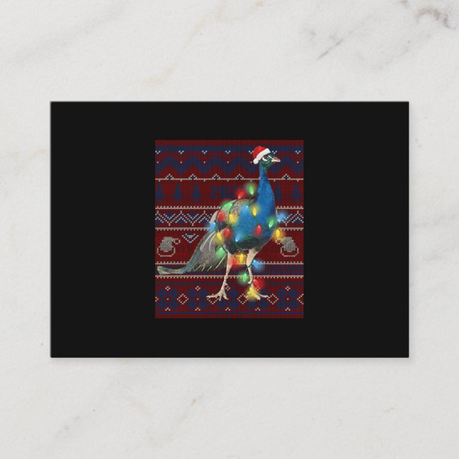 Peacock Christmas Lights Ugly Sweater Goat Lover Business Card (Front)