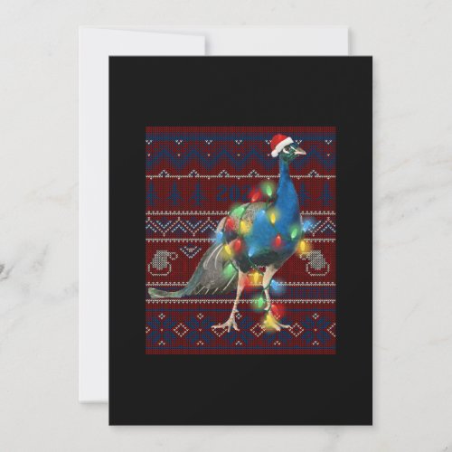 Peacock Christmas Lights Ugly Sweater Goat Lover Holiday Card