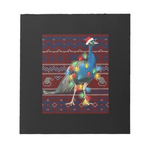 Peacock Christmas Lights Ugly Sweater Goat Lover Notepad