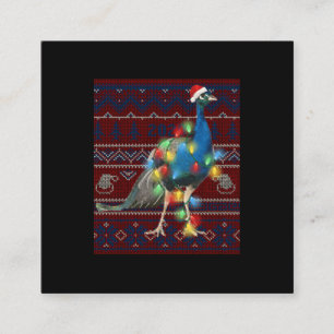 Peacock Christmas Lights Ugly Sweater Goat Lover Square Business Card