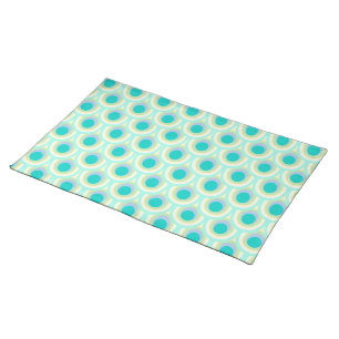 peacock circle pattern aqua mint canvas placemat