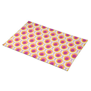 Peacock circle pattern yellow pink canvas placemat