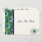 peacock cobalt blue  teal Save the date (Front/Back)