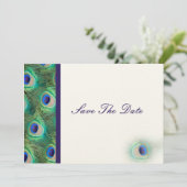 peacock cobalt blue  teal Save the date (Standing Front)