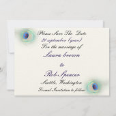 peacock cobalt blue  teal Save the date (Back)