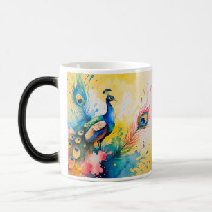 Peacock coloful design color morph mug