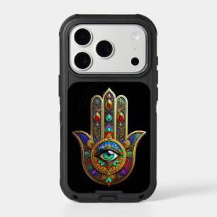 Peacock Color Flower Petals Hamsa Green Third Eye iPhone 17 Pro Case