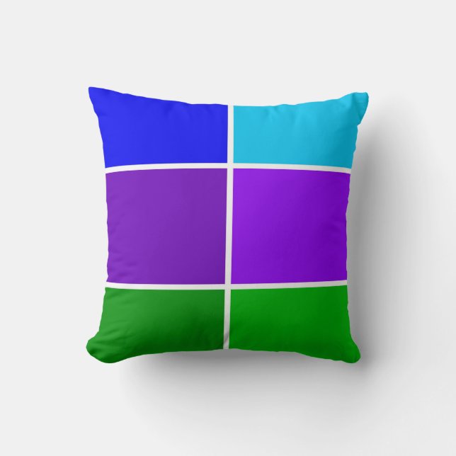 Peacock Color Geometric Blocks Throw Pillow (Front)
