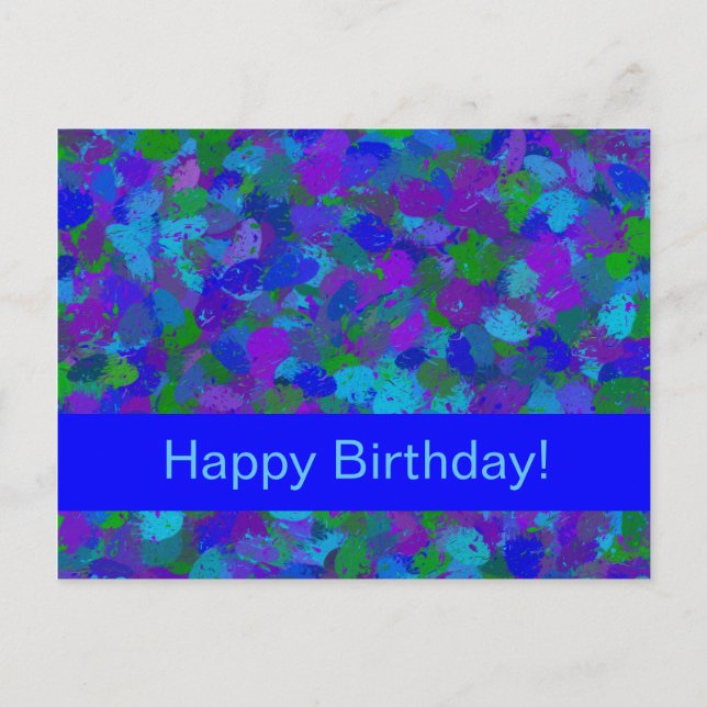 Peacock Color Splatters Postcard (Front)