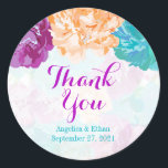 Peacock Colored Flowers Thank You Stickers<br><div class="desc">Peacock Colored Flowers Thank You Stickers this design is a mix of bright flowers with peacock purple,  teal green. This peacock colored floral design is part of our Peacock Flowers Wedding Collection at MetroEvents on Zazzle. Coordinating Peacock Flowers wedding supplies are available.</div>