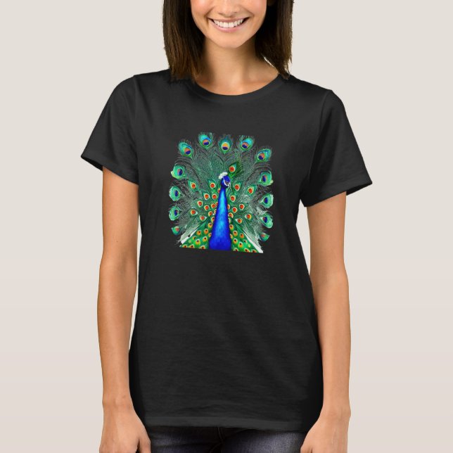 Peacock Colorful Feather Attire Beautiful Bird Ill T-Shirt (Front)