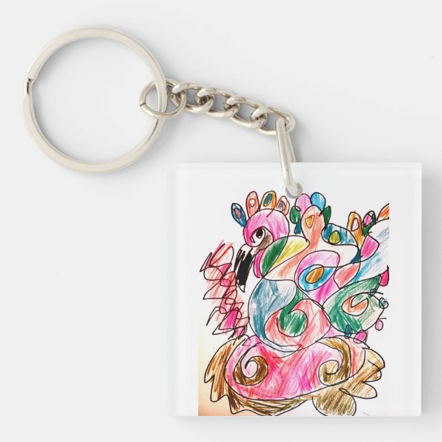 Peacock colorful keychain (Front)