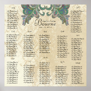 Peacock Colors - 100 to 150 guests - alphabetical Poster