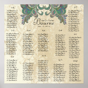 Peacock Colors - 100 to 150 guests - alphabetical Poster
