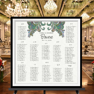 Peacock Colors - 100 to 150 guests - alphabetical Poster