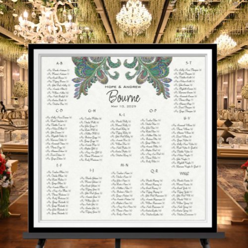 Peacock Colors _ 100 to 150 guests _ alphabetical Poster