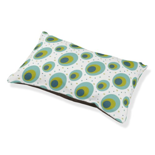 Peacock Colors Abstract Circles Midcentury Pattern Pet Bed