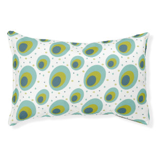 Peacock Colors Abstract Circles Midcentury Pattern Pet Bed