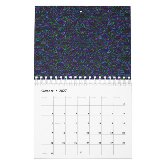 Peacock Colors Calendar (Oct 2027)