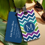 Peacock Colors Chevron Pattern Custom Monograms Luggage Tag<br><div class="desc">A popular design with modern Fall colors and an area to add your monogram or name. Trendy colors and patterns for your phone. If you need to adjust the monograms,  click on the customize button and make changes.</div>