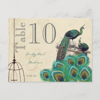 Peacock Colors Paisley Wedding Table Number