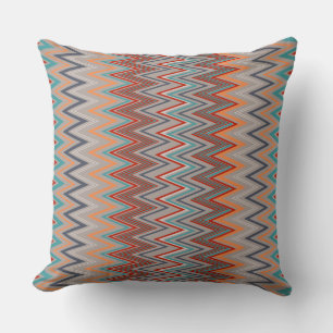 Peacock Colors Zigzag Throw Pillow