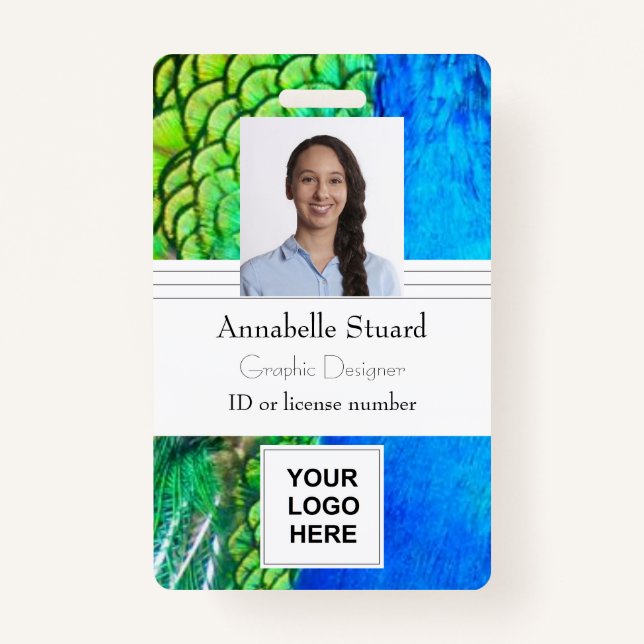 Peacock creative colorful artist company business badge (Front)