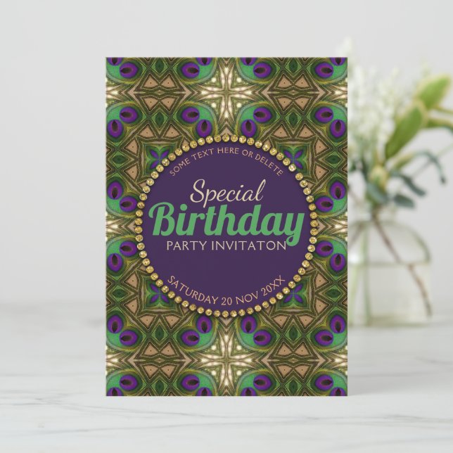  Peacock Cross Purple Green Special Birthday (Standing Front)