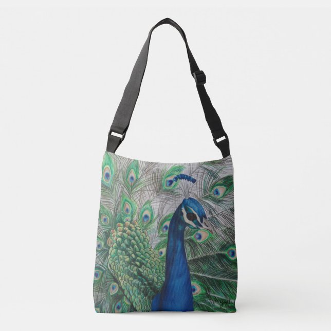 Peacock Crossbody Tote Bag (Front)