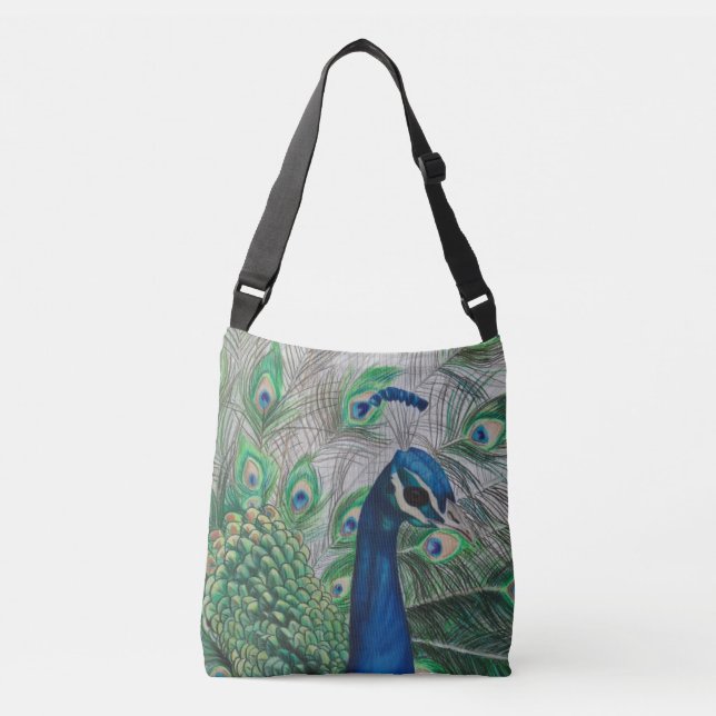 Peacock Crossbody Tote Bag (Front)