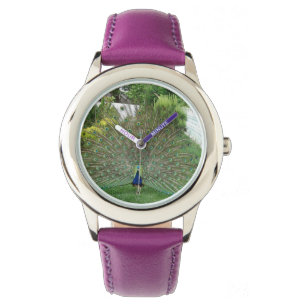 Peacock Custom Stainless Steel Purple Watch